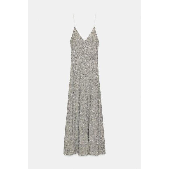 ZARA ZW COLLECTION LONG SEQUIN DRESS - Picture 6 of 8